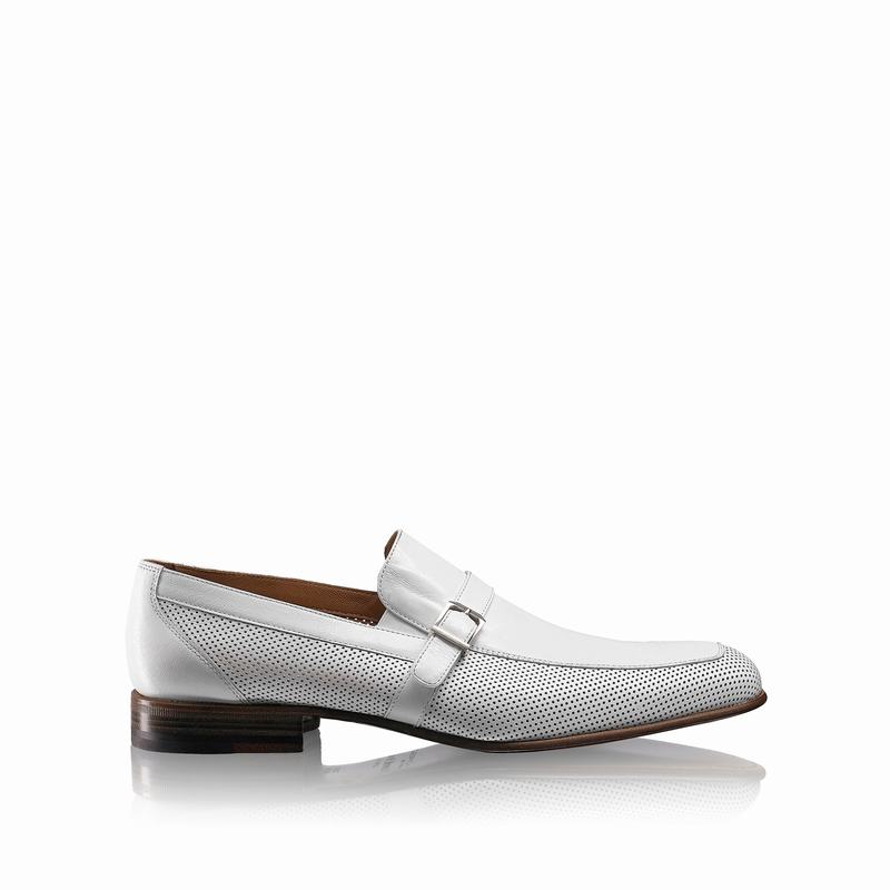 Russell & Bromley Charisma Mens Buckle Detail Loafers White |VUW5959UX|